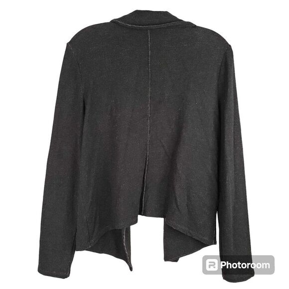 Peruvian Connection Cardigan Terry On Womens Size Medium M Gray Black Open Front - Picture 3 of 7